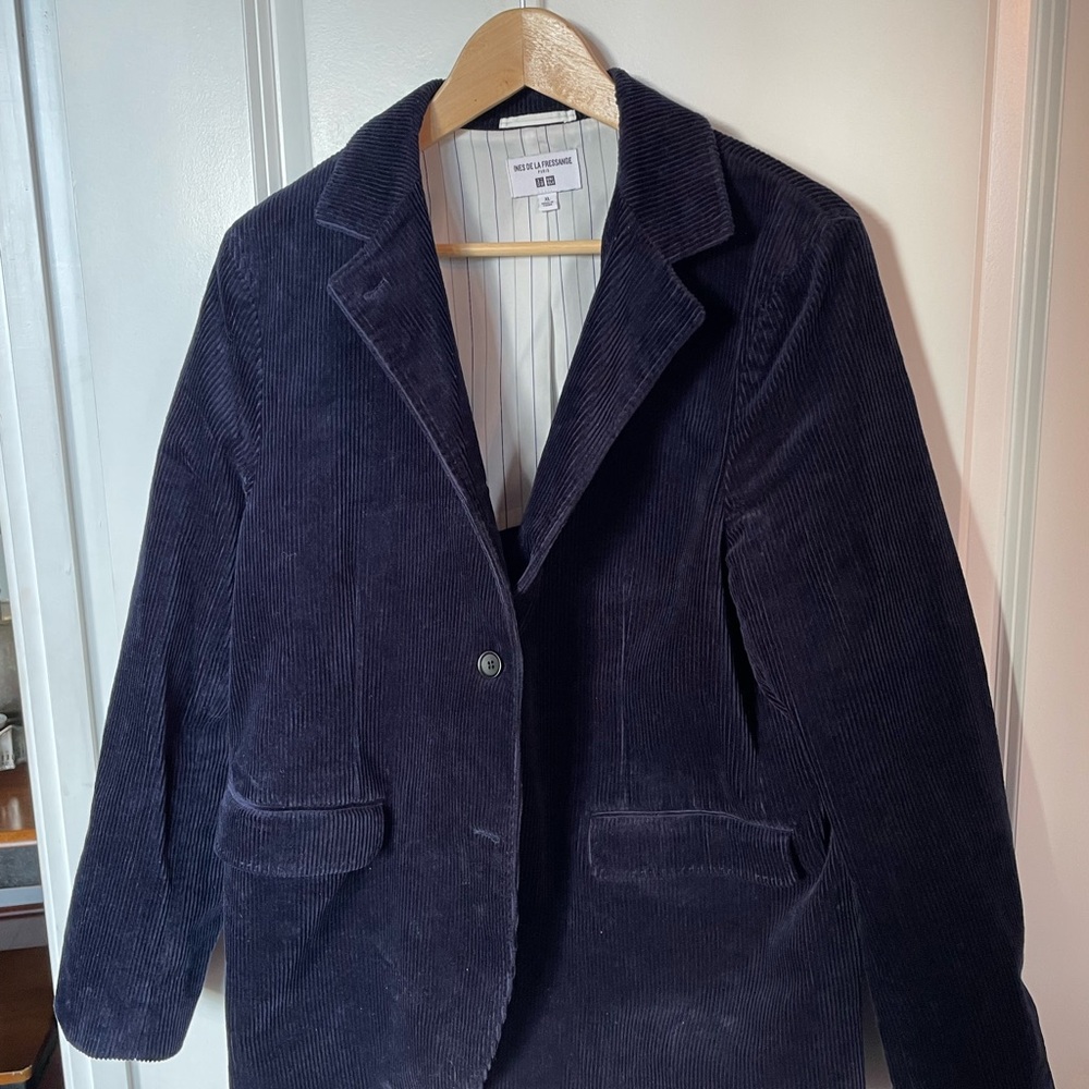 Ines de La Fressange x Uniqlo Navy Blue Corduroy Blazer